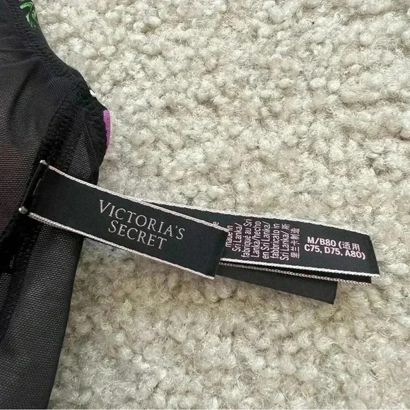 Victoria Secret PINK Sports Bralette Bra Black Purple Racerback Strappy Size Med - Picture 11 of 13